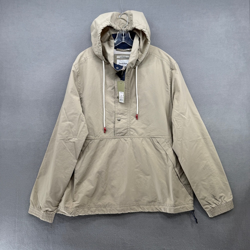 Goodfellow & Co Mens XL Tall Tan Ripstop Anorak Water Resistant Hooded Jacket